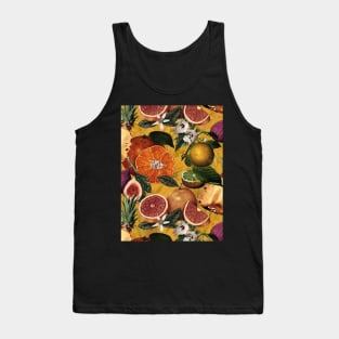 tropical pineapple and oranges botanical illustration, floral tropical fruits, yellow fruit pattern Tank Top